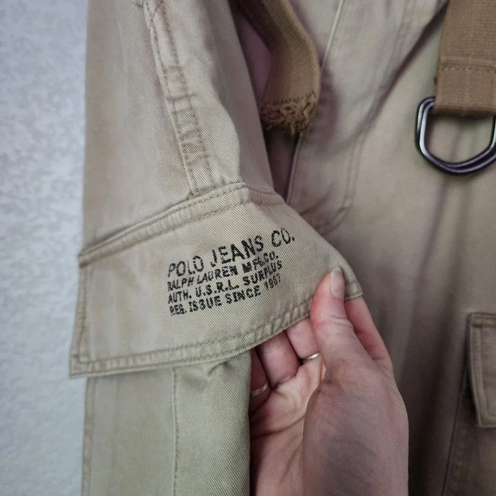 POLO JEANS‎ CO Cargo Shorts Khaki Y2K Skate Utility 34